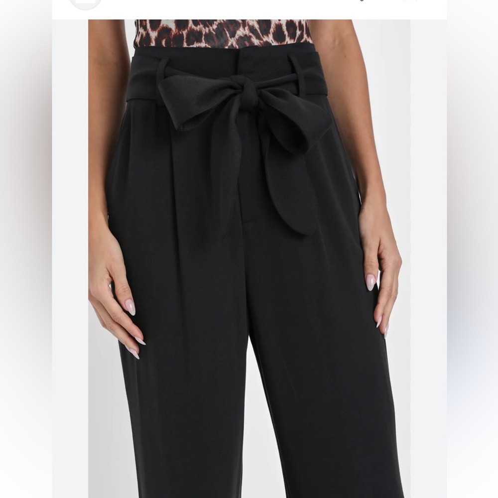 Black Twill Paperbag Waist Trouser Pants